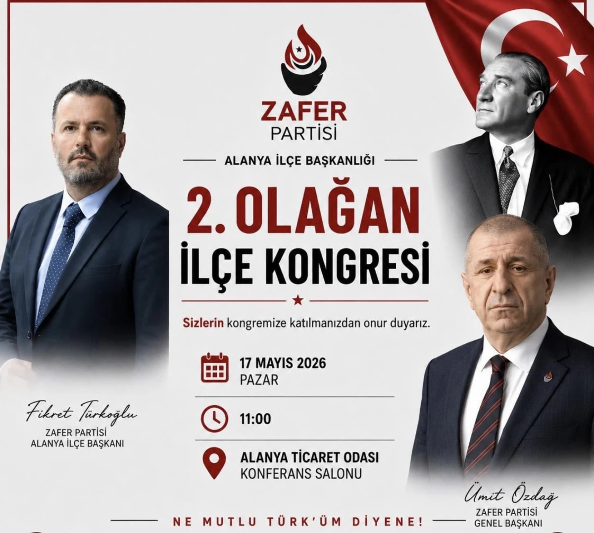Alanya&rsquo;da Siyasi Hareketlilik: Zafer Partisi Alanya&rsquo;da  Kongreye Gidiyor
