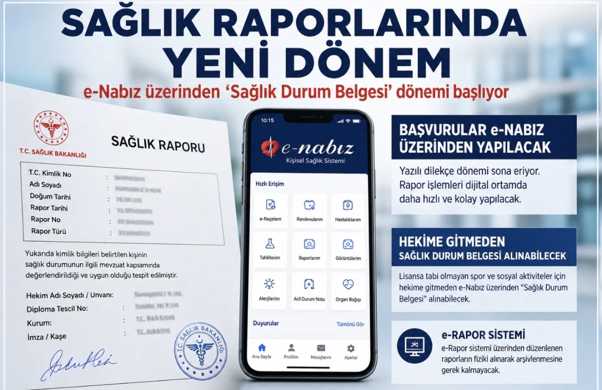 Sağlık Raporlarında Yeni D&ouml;nem: e-Nabız &Uuml;zerinden &ldquo;Sağlık Durum Belgesi&rdquo; D&ouml;nemi Başlıyor